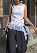 EYELET FRILL SLEEVELESS