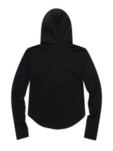 スリム ロング ボタンフーディートップ(BLACK)