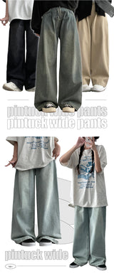Bow pintuck wide pants