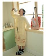 UnsocialNight2025 Autumn Original Two-colour Printed Loose Pullover Long-sleeved Dress Girlish Style