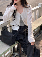 SP Buckle Crop Basic V-neck Knit Cardigan (5color)