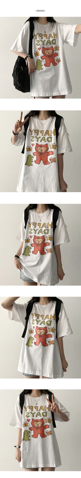 Lime Illustration Digital Printing Overfit Short Sleeve
