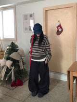 デトニーピンタックデニムワイド裏起毛パンツ
