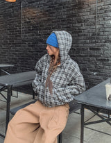 Bay Check Shearling Hooded Jumper