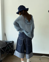 non fade denim bermuda pants