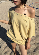 EYELET OFF SHOULDER TEE