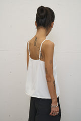 Rose Embroidered Lace Trim Sleeveless (Ivory)
