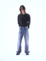 ICE BLUE HOT-FIX RHINESTONE CRINKLE WHISKER BOOTCUT JEANS