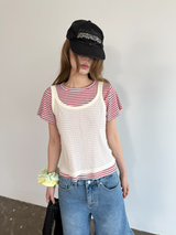 denim frill bermuda pants 