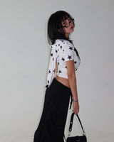 Rabbit ears Star star cropped short-sleeved hoodie