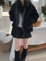 Suede fur hooded jumper (2 colors)