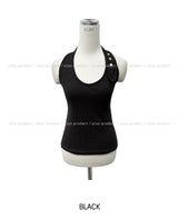 Moni mother of pearl button halter sleeveless