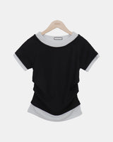 ポソンコントラストシャーリング半袖Tシャツ