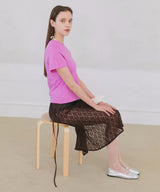 Floral Lace Layered Skirt - Brown