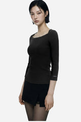 26SS★ [ EEUN MADE ] Soft Boat Neck Sleeve Three Quarter