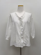 Frill V-neck Three Quarter Blouse