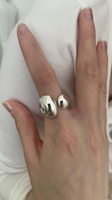 Silver ball shape open ring