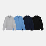 LMN ラミーオーバーサイズフィットVネックカラーハーフジップアップニット (4 colors)