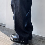 Pocket Embroidery Geometric Seam Wide Pants