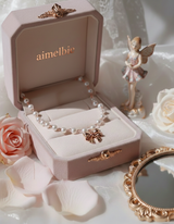 アドラブル リボンパールチョーカーネックレス- Rosegold Color