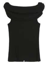 ブラック マカロン リボン オフショルダー T シャツ