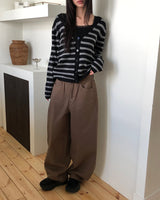 Jui Stripe V-neck Long Sleeve Knit Cardigan
