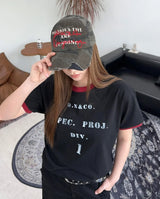 Decen Lettering Ringer Short Sleeve T-shirt