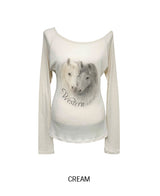 Pony Printing One Shoulder Long Sleeve
