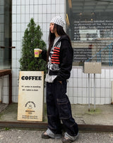 Land Stars and Stripes Two-Way Semi-Crop Hooded Zip-Up