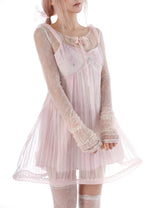 Rosé Island Jellyfish Series Sea Salt Jelly Dress Sheer Panel Lace Sweet Puffy Dress