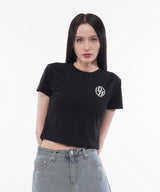 DOUBLE LINE STACK LOGO CROP T-SHIRTS