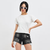 MOM'S FAVORITE FIT PIN TUCK CROP T-SHIRT