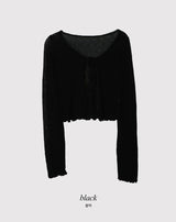 #Wave Ribbon Bolero Knit Cardigan (4color)