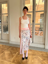 That's neat – irregular hem pink leopard-print paneled asymmetrical skirt (Pink)