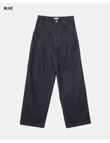 Overfit Maxi-legnth Pintuck Wide Raw Denim Pants