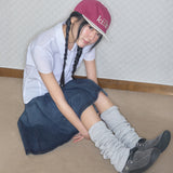 cozy stripe leg warmer light grey