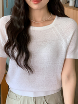 Pastel Summer Raglan Short Sleeve Knit (5color)