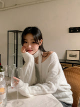 Laura Twist Loose V-neck Wool Knit +Tie Set (6color)
