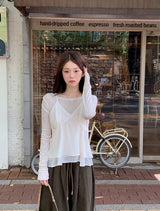 Boat Neck Wave Layered Wool T-Shirt (5color)