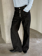 Retro 5 button wide denim pants