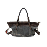 SIGNATURE FLOCKED DENIM WASHED DESTROYED TOTE MESSENGER BAG