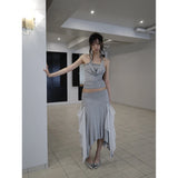 【MADE】chiffon flutter skirt, gray