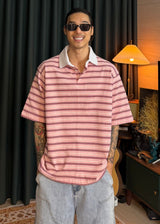 Striped Collar Short-Sleeve T 3COLOR