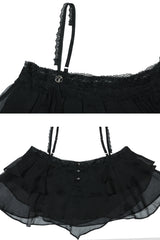 マーメイドフリルトップ black