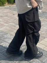 Platinum Grey Nylon Cargo Balloon Pants 2C