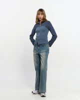 Ribbed Slim Zip-up _ BLUE