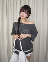 Star fairy boat-neck cut short sleeves