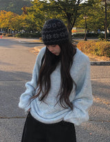 Wend Wool Bokashi Pastel Loose Fit Round Knit