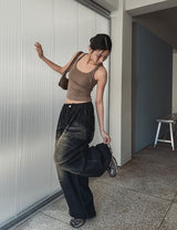 Lowkey Washing Quilting Balloon Denim Pants