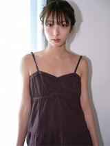Boho Shirring Mini Dress (Brown)